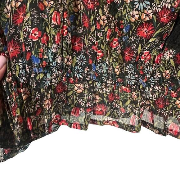 Lucky Brand Brown Floral Lace Up Front Tassel Boho Stylish Blouse Women Sz S - Picture 9 of 10